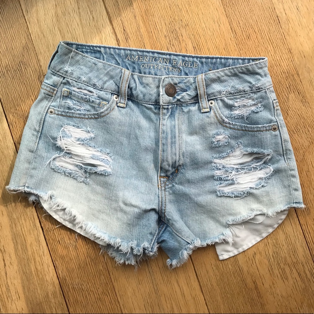 Light Wash Distressed Denim Shorts